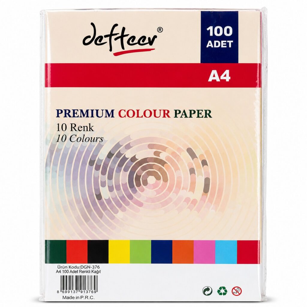 Deffter Renkli A4 Fotokopi Kağıdı 100'Lü (Hamurundan Boyama)