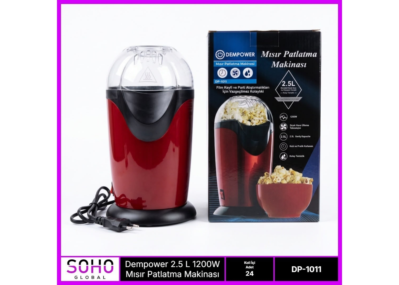 Dempower DP-1011 2.5 L 1200W Mısır Patlatması
