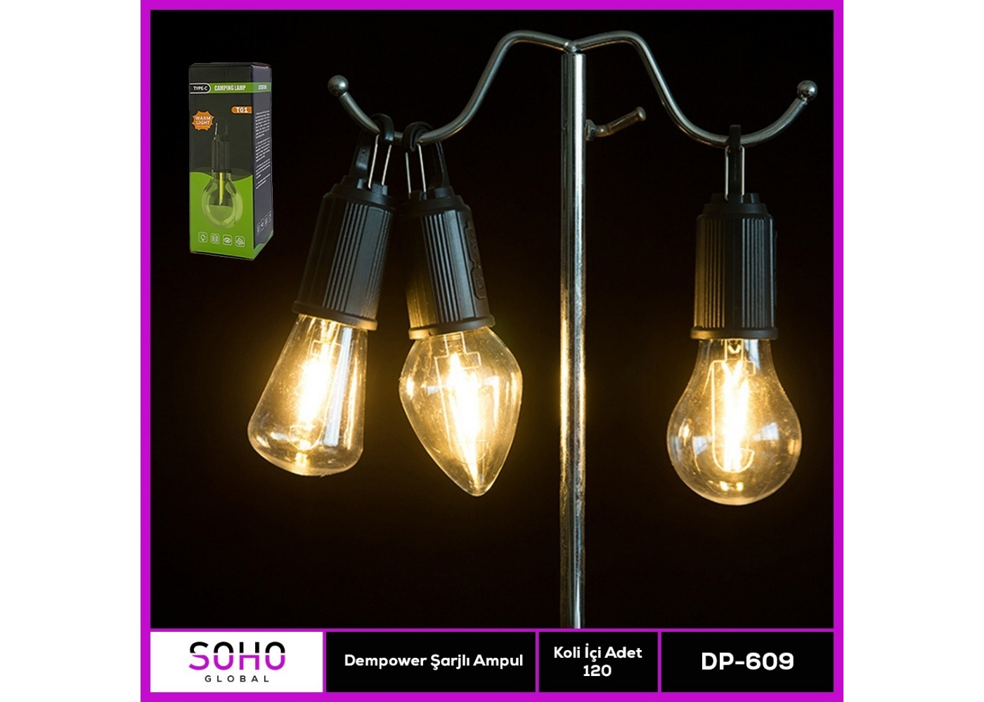 Dempower DP-609KRM Şarjlı Taşınabilir Ampul