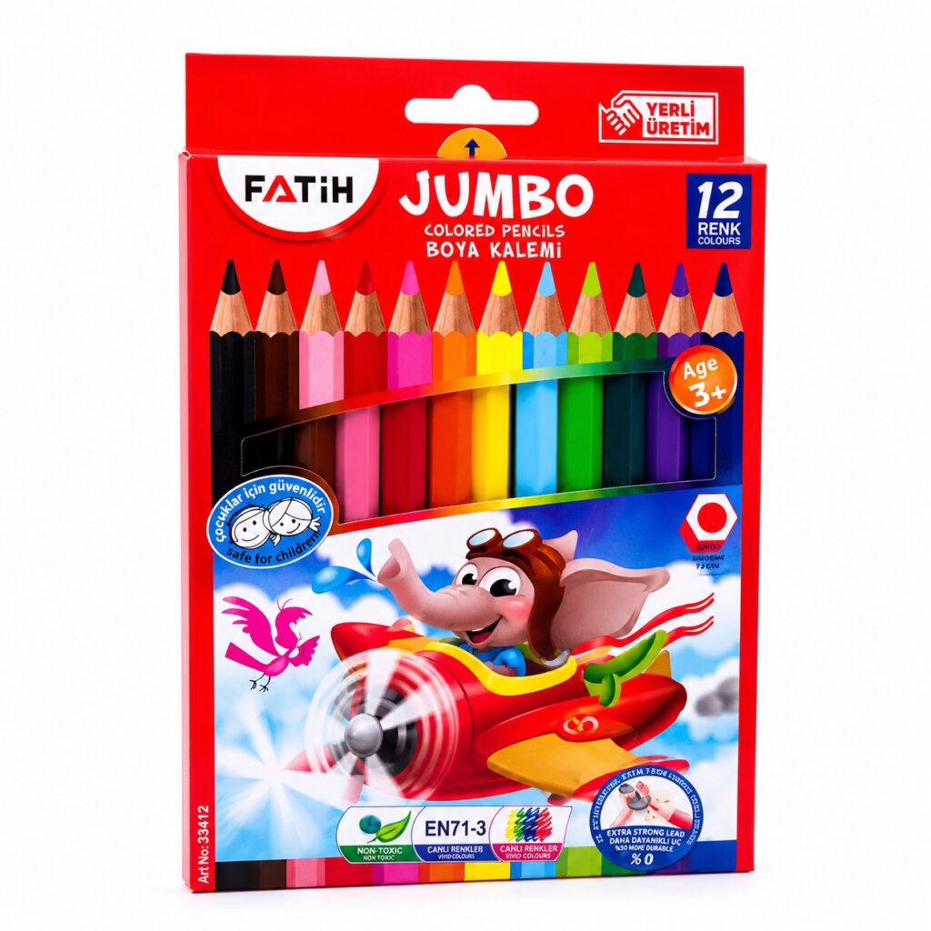 Fatih Jumbo Kuru Boya 12 Renk 6'Lı