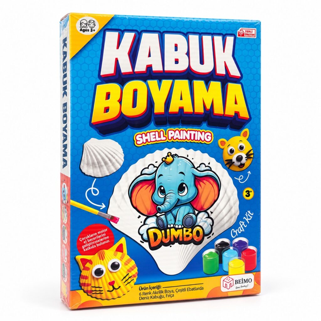Kabuk Boyama Seti Kutulu (6 Renk 5 Ml Akrilik Boya , 1 Adet Fırça , Karışık Deniz Kabuğu)