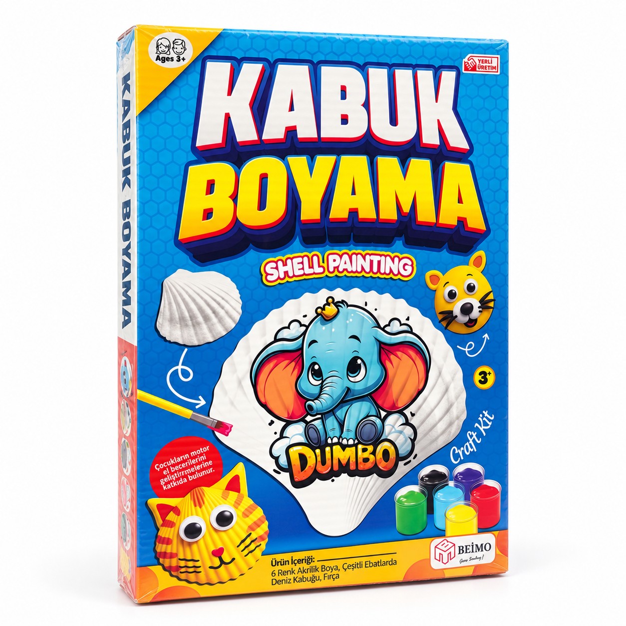 Kabuk Boyama Seti Kutulu (6 Renk 5 Ml Akrilik Boya , 1 Adet Fırça , Karışık Deniz Kabuğu)