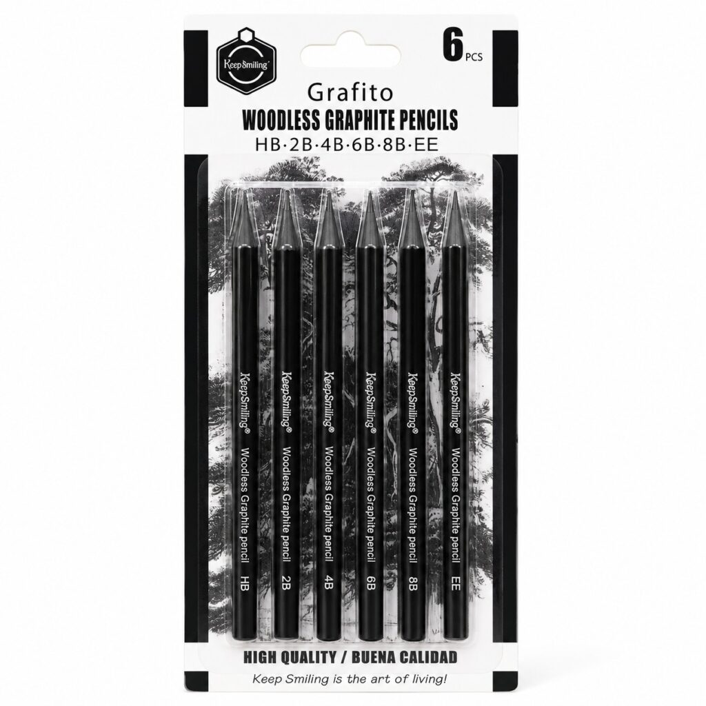 Kömür Kalemi 6’lı Set - Çizim Kalemi - Füzen Kara Kalem Seti 2H-HB-2B-4B-6B-8B