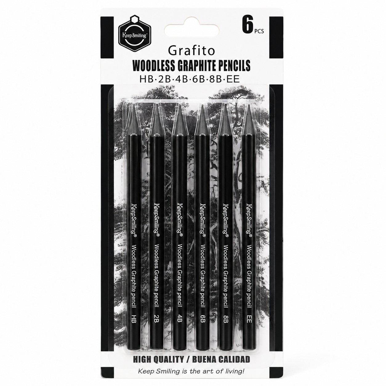 Kömür Kalemi 6’lı Set - Çizim Kalemi - Füzen Kara Kalem Seti 2H-HB-2B-4B-6B-8B