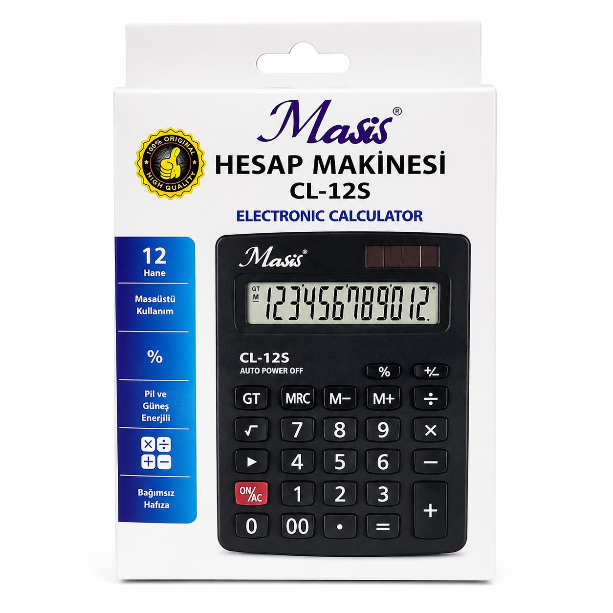 Masis Cl-12S Hesap Makinesi (Güneş Enerjili)