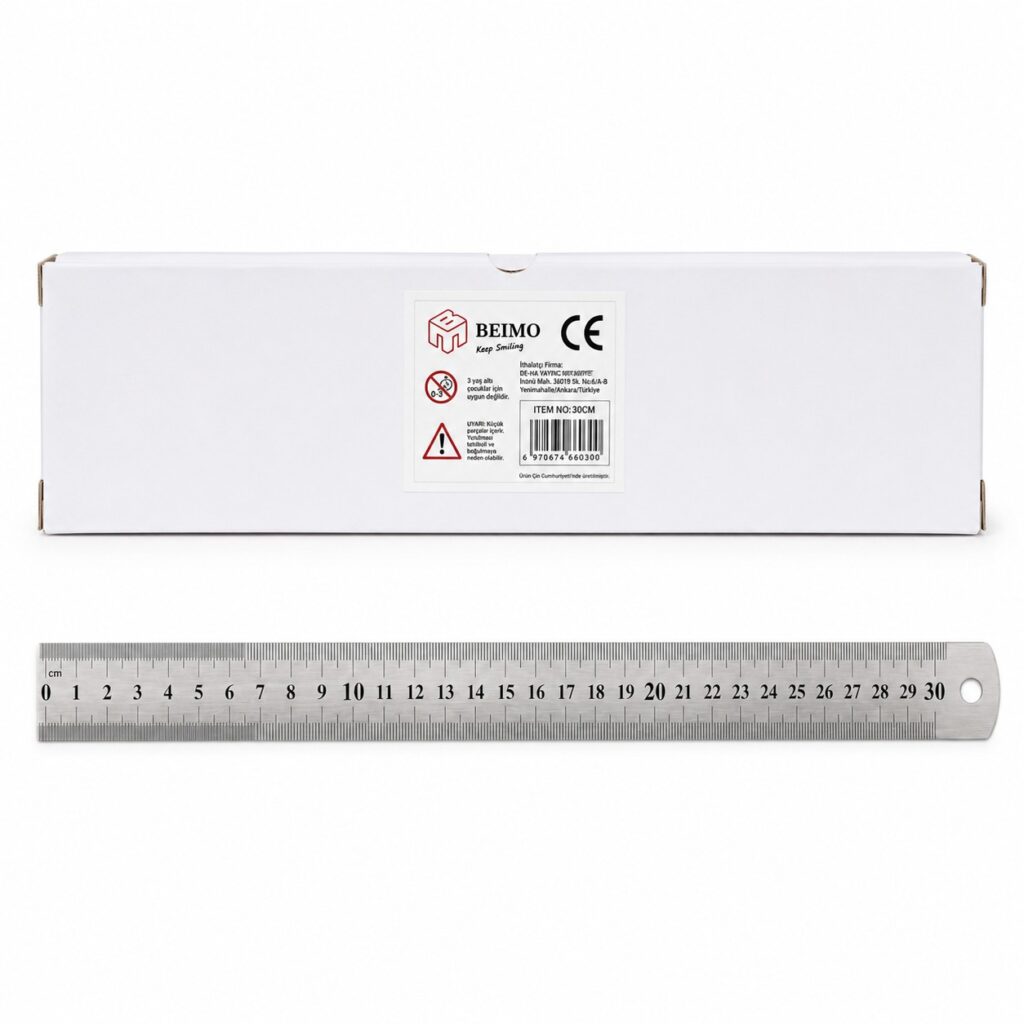 Metal Çelik Cetvel 30 Cm 12'Li