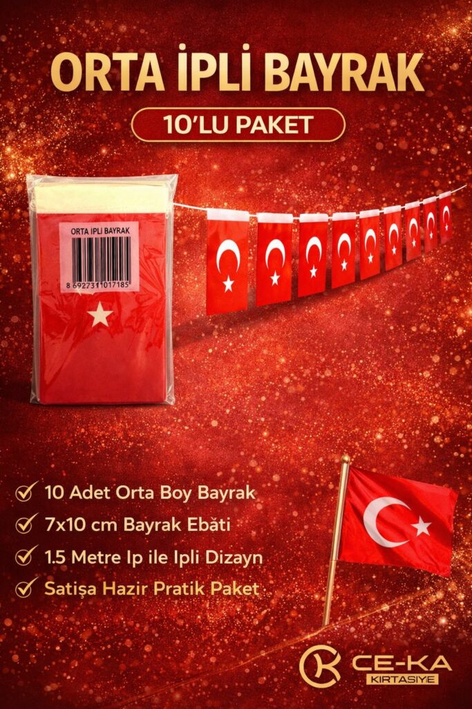 Orta Boy İpli Bayrak