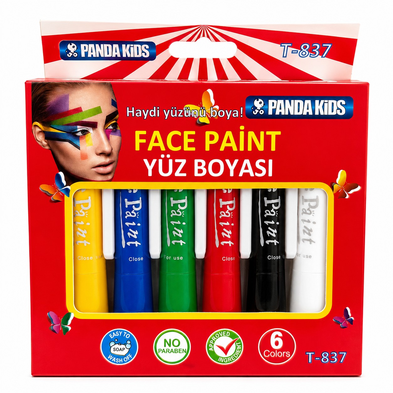 Panda Kids Yüz Boyası 6 Renk