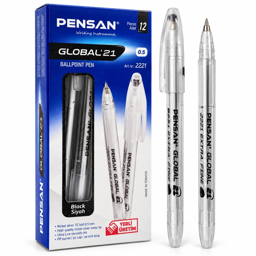 Pensan Global Tükenmez Kalem Siyah Renk 0.5 Mm 12'Li
