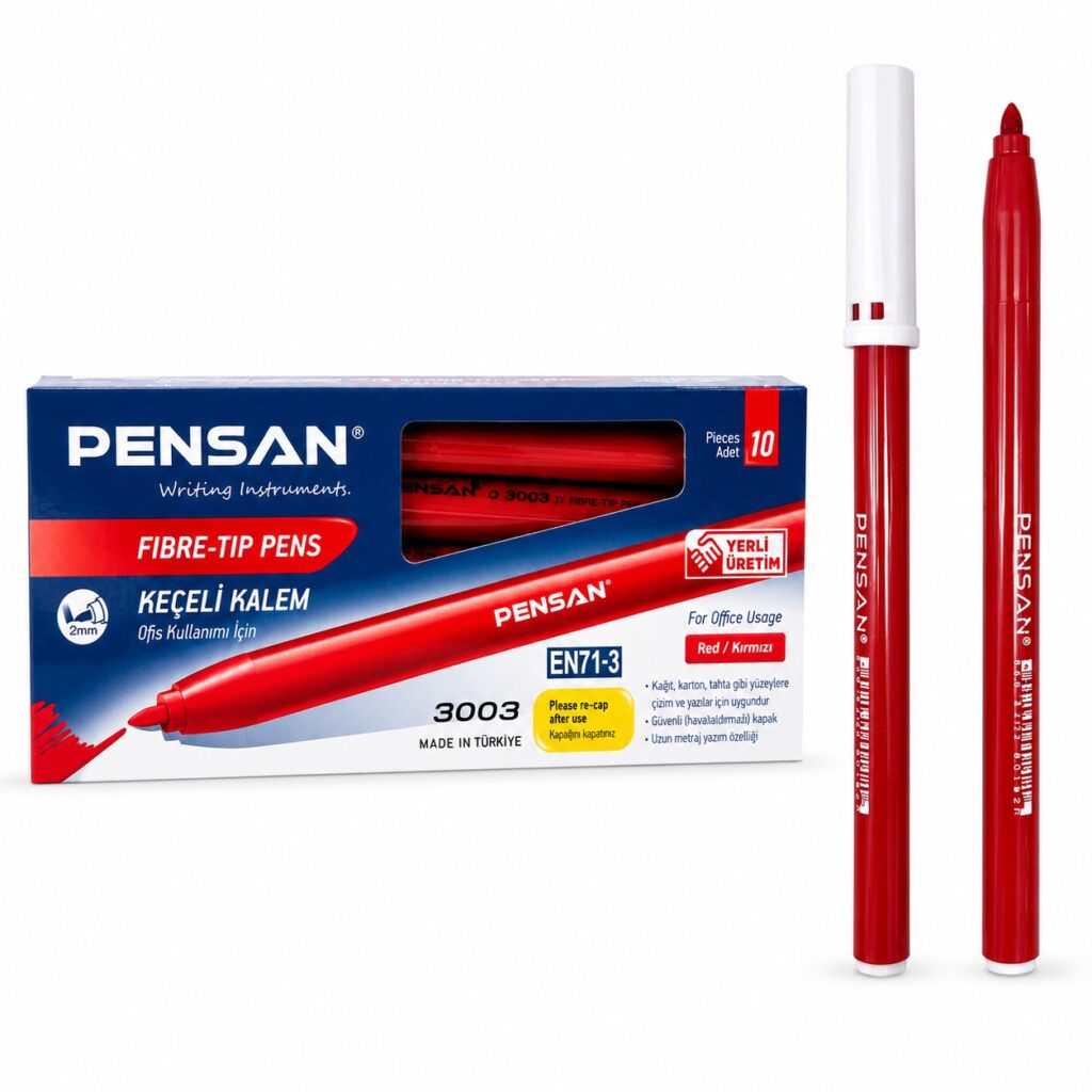 Pensan Kırmızı Renk Keçeli Kalem 10'Lu