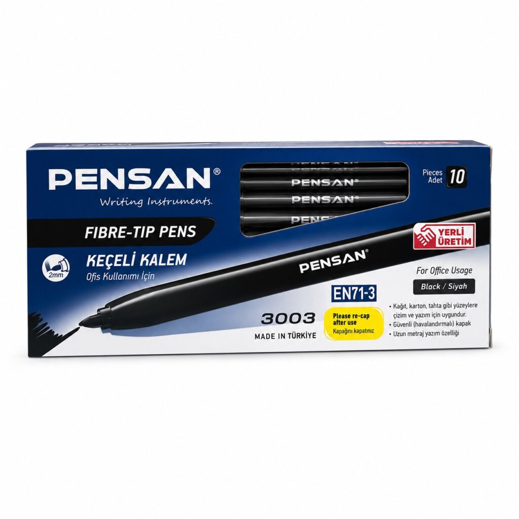 Pensan Siyah Renk Keçeli Kalem 10'Lu