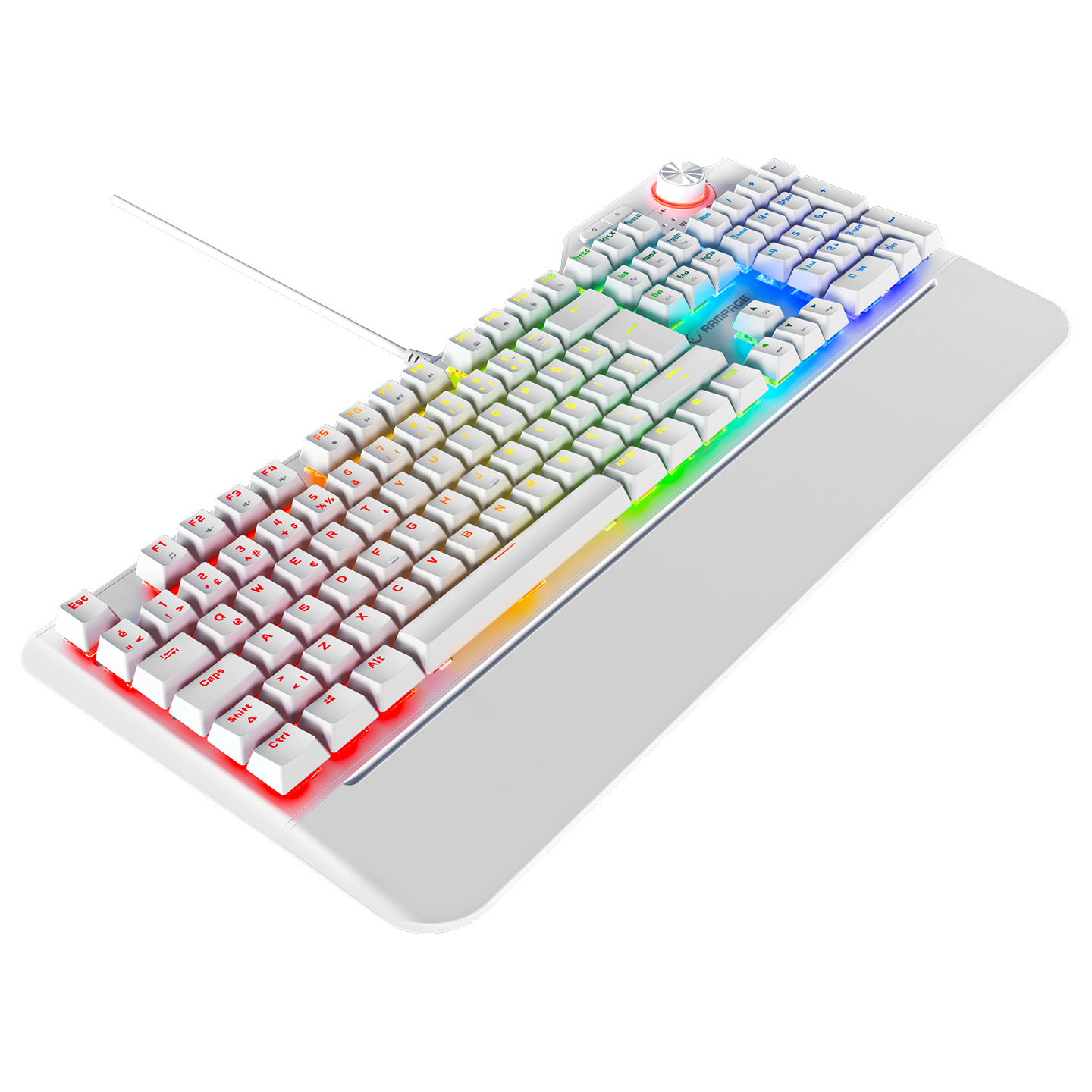 Rampage Hydra R6 Full Color RGB LED Beyaz Gaming Pro Red Switch Q Aluminyum Kaplama Multimedia Mekanik Klavye