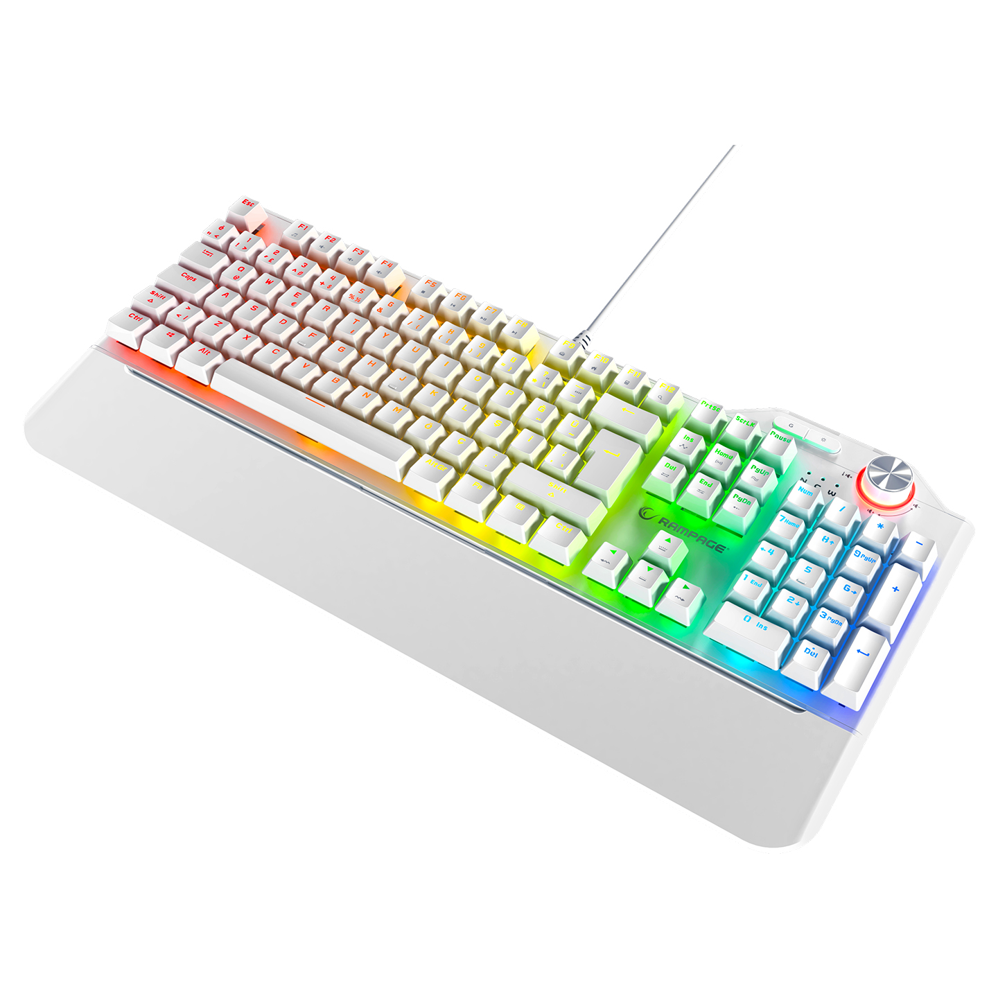 Rampage Hydra R6 Full Color RGB LED Beyaz Gaming Pro Red Switch Q Aluminyum Kaplama Multimedia Mekanik Klavye