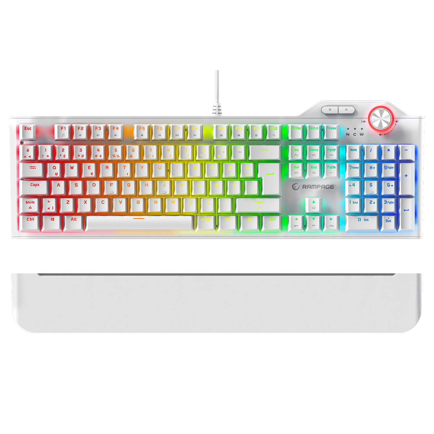 Rampage Hydra R6 Full Color RGB LED Beyaz Gaming Pro Red Switch Q Aluminyum Kaplama Multimedia Mekanik Klavye