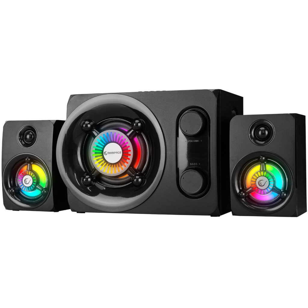 Rampage RMS-G8 2+1 25W Bluetooth+USB-SD-FM Rainbow Siyah Led Işıklı Gaming Speaker