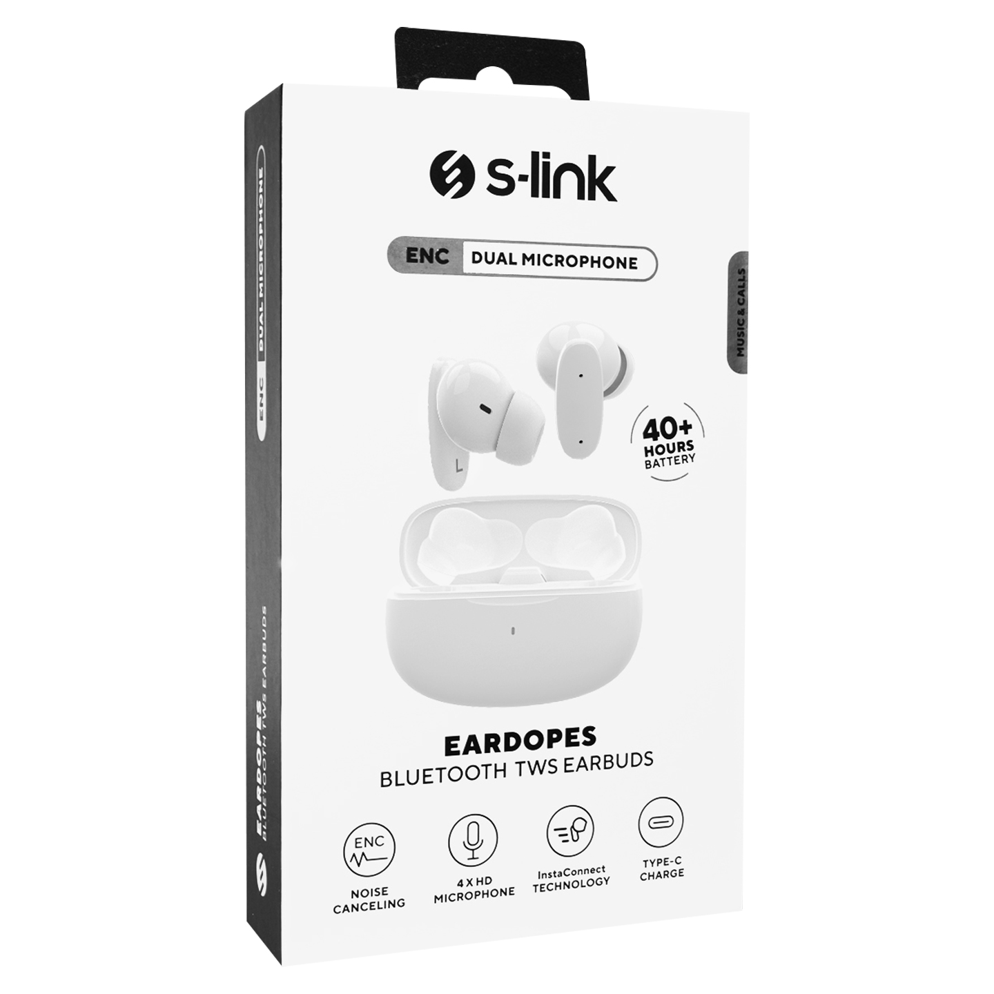 S-link EARDOPES SL-TWS08 Beyaz 4 Mikrofonlu Enc Dual Mıc. TWS 50/500mah BT Mikrofonlu Kulaklık