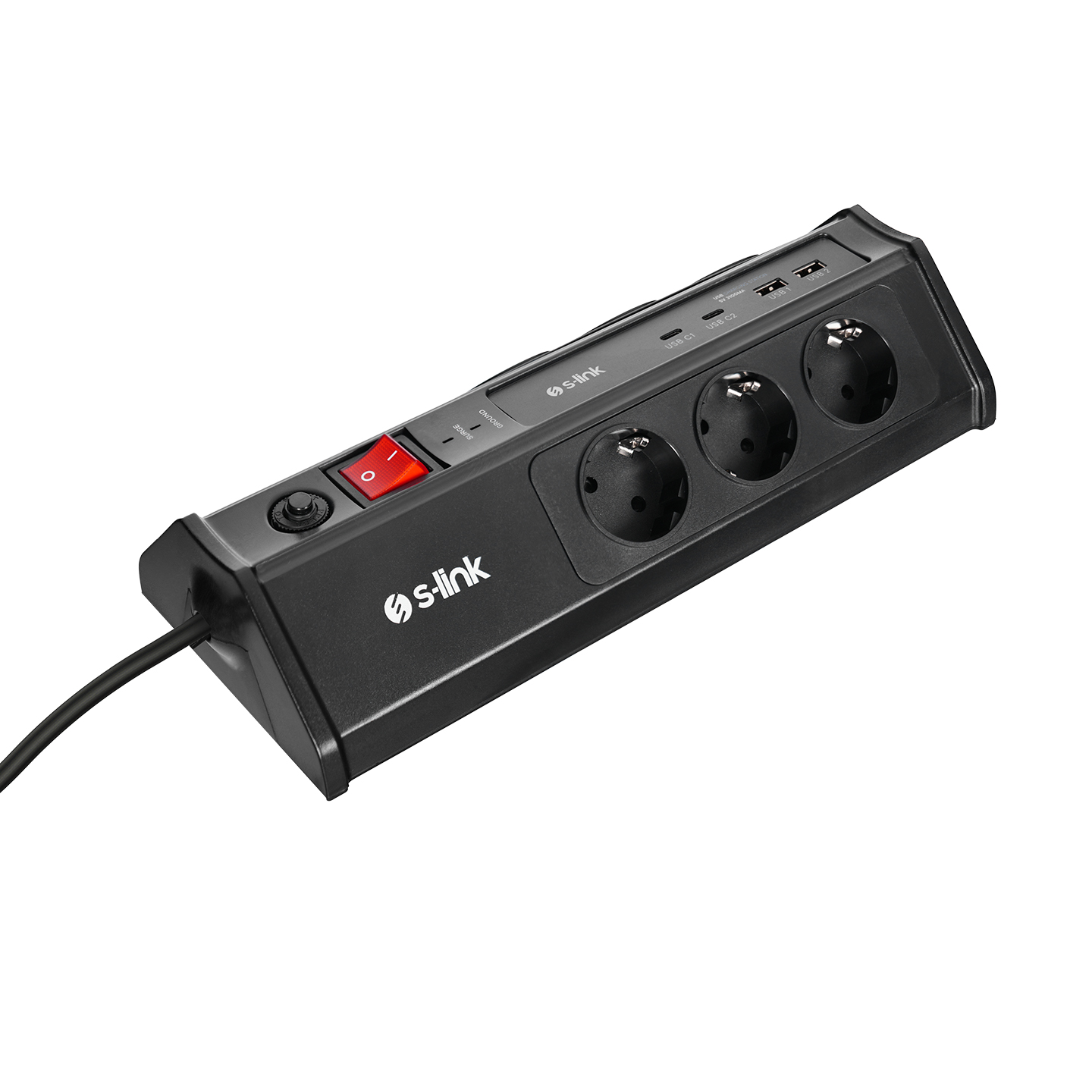 S-link PRZ03 PrizHive 3M 630 Joule 1.5mm 2 USB 2 TypeC 2.4A/5V 500V 6000V 6lı Akım Korumalı Priz