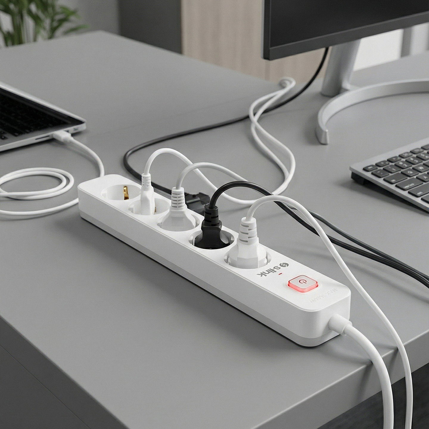 S-link SPG501S 1.5m 1.5mm 100% Bakır 750 Joule 5 li Anahtarlı Akım Korumalı Priz
