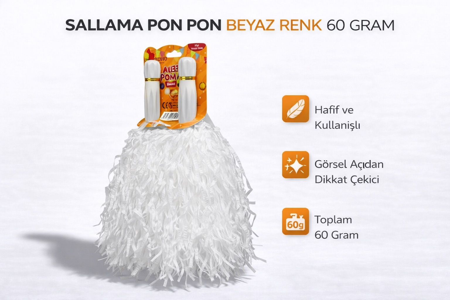 Sallama Pon Pon Beyaz Renk Çiftli