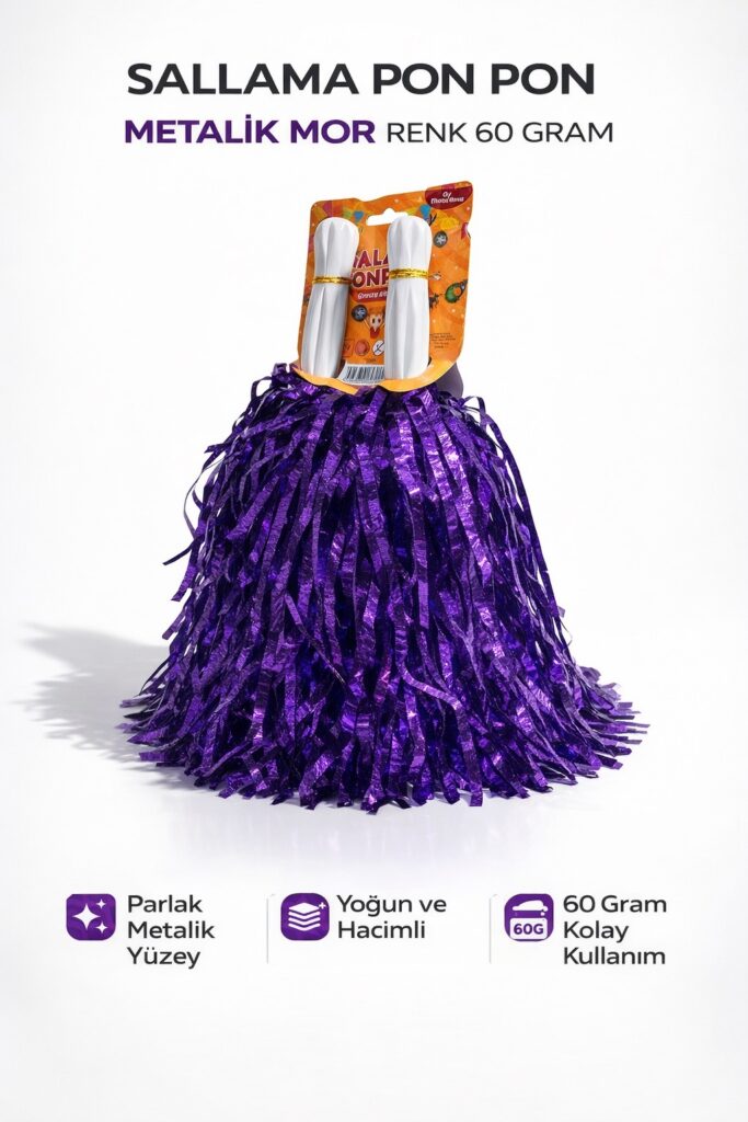 Sallama Pon Pon Mor Renk Çiftli