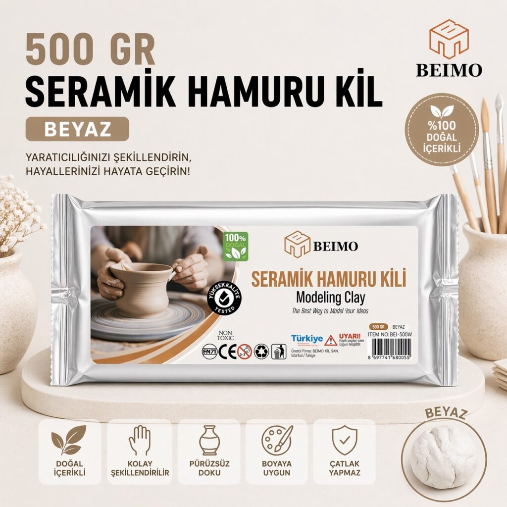Seramik Hamuru Kil Çamuru 500 Gr Beyaz Renk