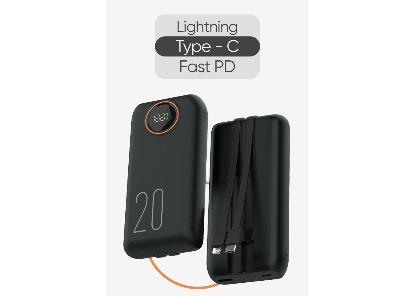 SNAPRON SNP-3013 20.000 MAH LDC EKRAN DAHİLİ KABLOLU 22,5W HIZLI ŞARJ POWERBANK