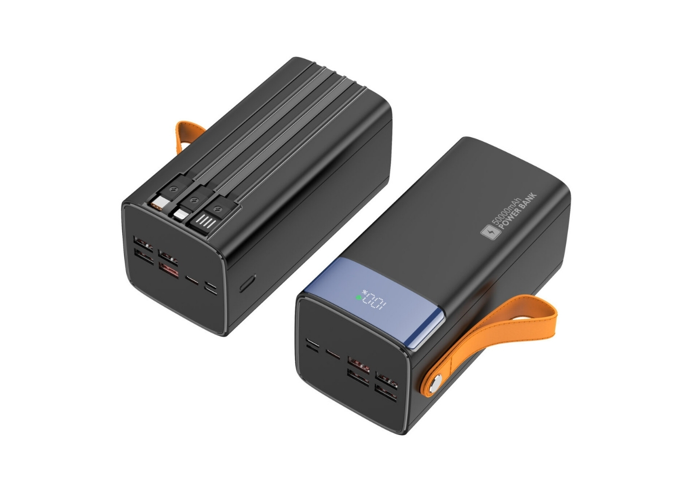 Snapron SNP-3050 50000mAh 22.5W PD Hızlı Şarj Powerbank | Dahili Lightning, Type-C ve USB Kablolu | LCD Ekran