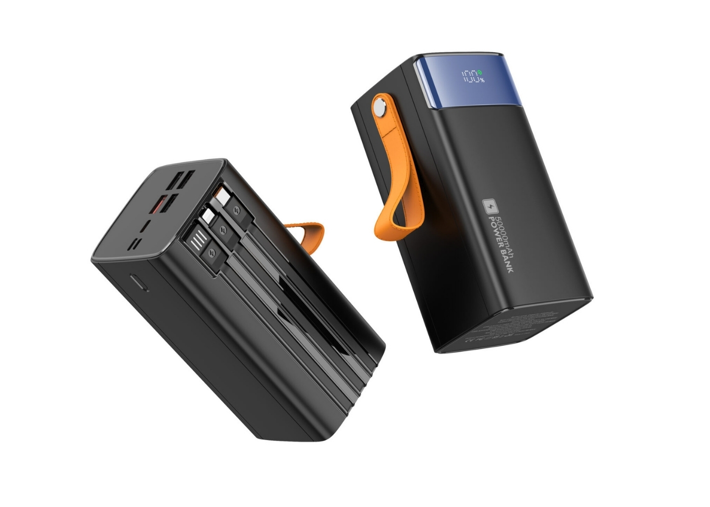Snapron SNP-3050 50000mAh 22.5W PD Hızlı Şarj Powerbank | Dahili Lightning, Type-C ve USB Kablolu | LCD Ekran